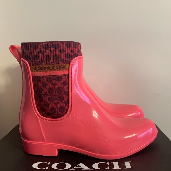Brand New Coach Rivington Rubber Short Rain Boots 7 B/Narrow Fit/Size Up - Picture 8 of 12